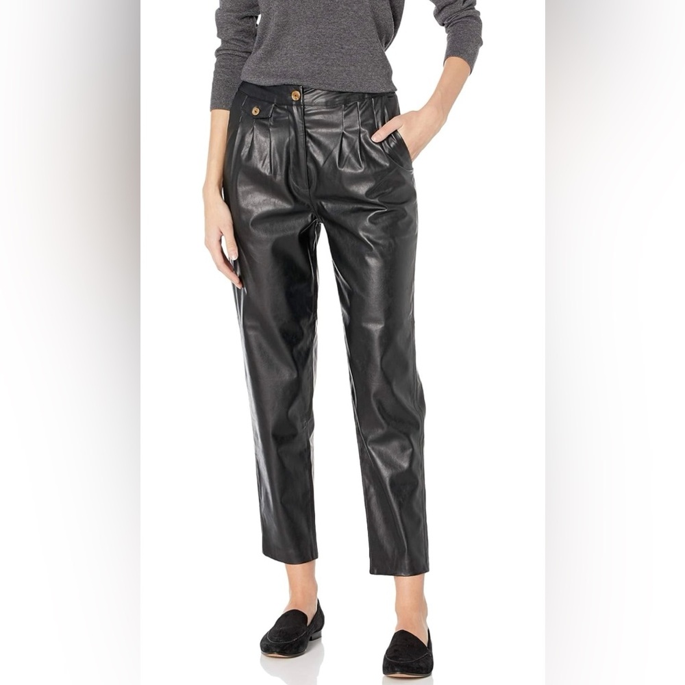 Blank NYC Shiny Black Leather Trousers